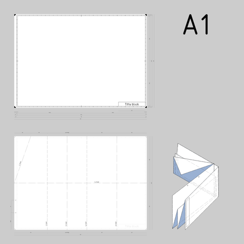 A1 Sized Technical Drawings Paper Template Clipart