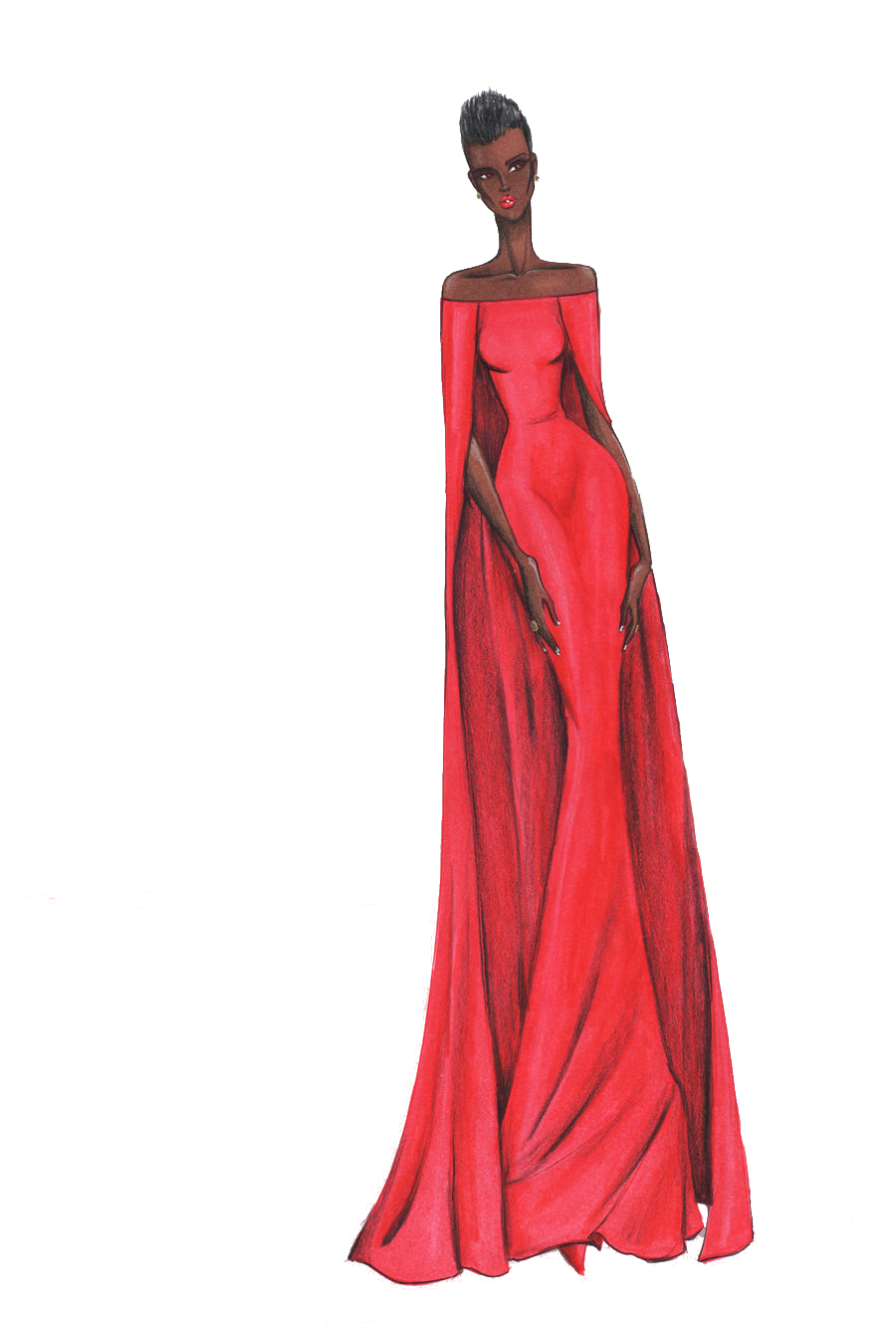 Designer High-End Illustration Women'S Fashion Model Dress Clipart