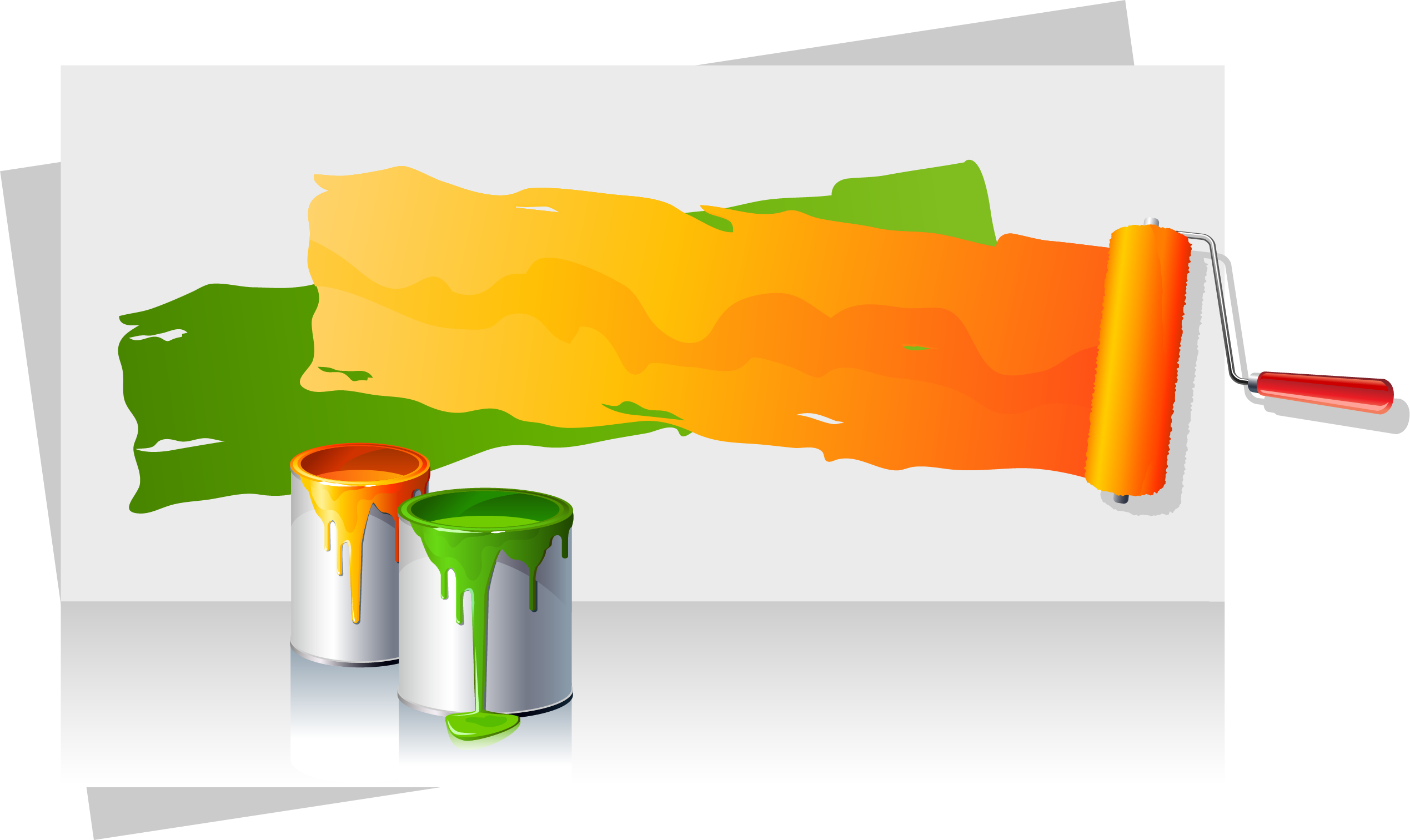 Color Bucket Paint Vector Painting Roller Clipart