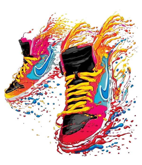 T-Shirt Watercolor Sneakers Shoes Nike Free Download PNG HQ Clipart