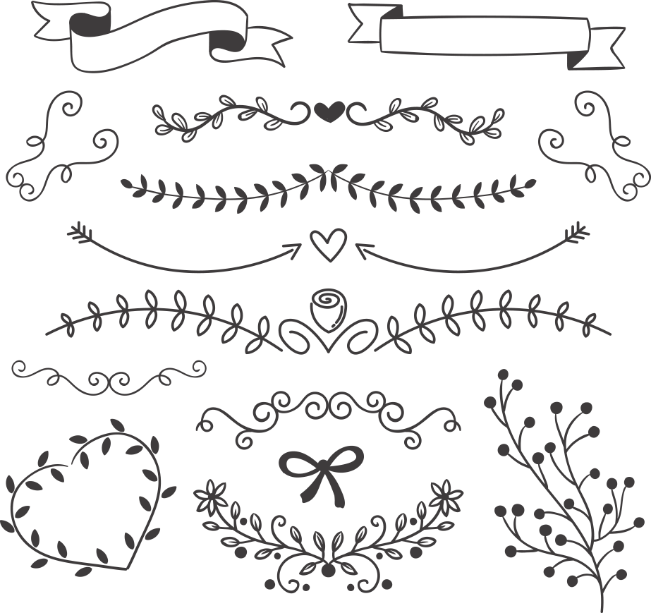 Leaves Euclidean Vector Black With Drawing Ribbon Clipart