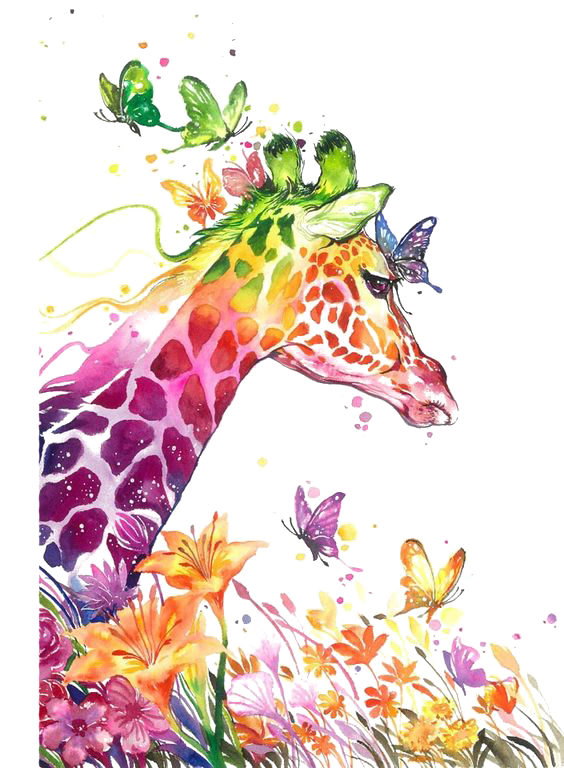 Arts Canvas Watercolor Visual Giraffe Print Painting Clipart