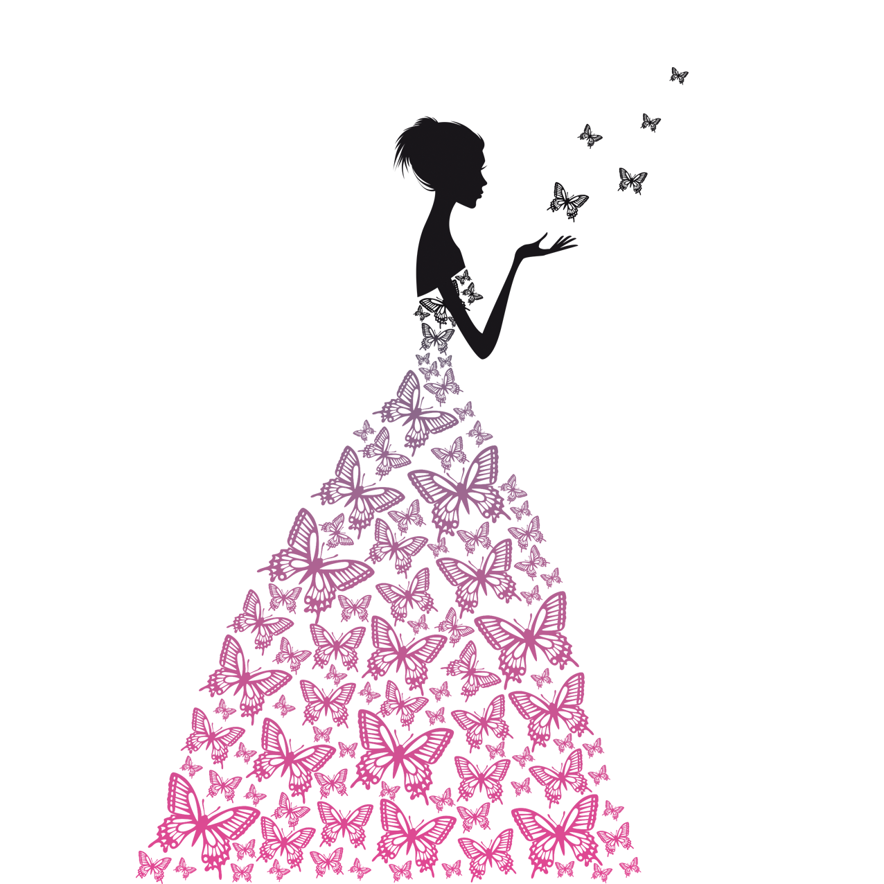 Butterfly Silhouette Photography Figures Dress Drawing Stock Clipart