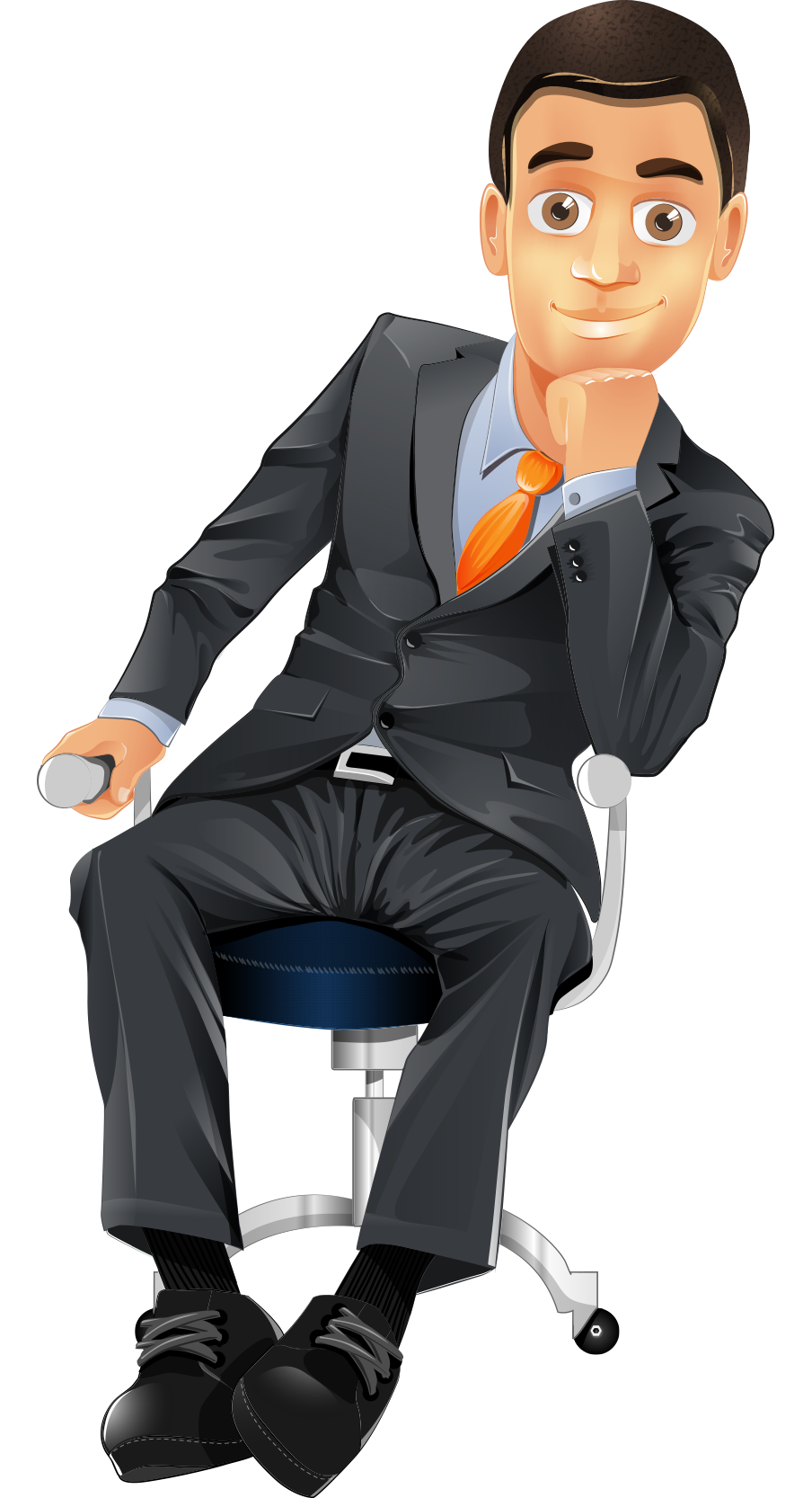 On Business Sitting Character Businessperson Chair Hand-Painted Clipart