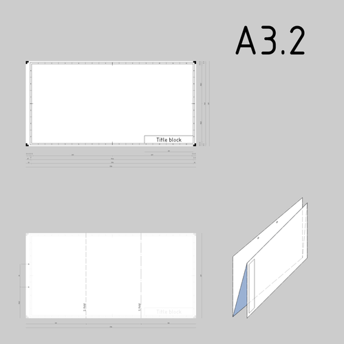 A3.2 Sized Technical Drawings Paper Template Clipart
