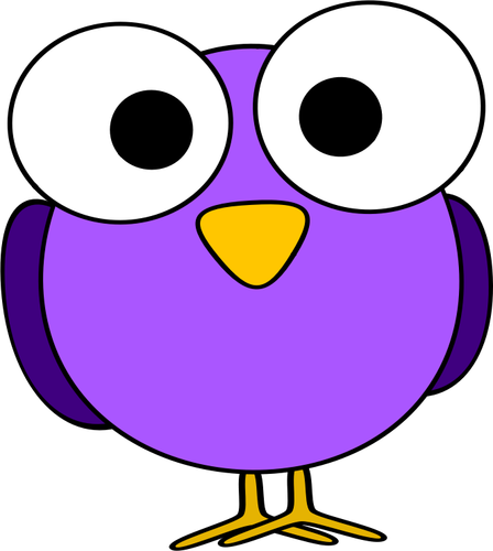 Purple Big Eyed Bird Drawing Clipart