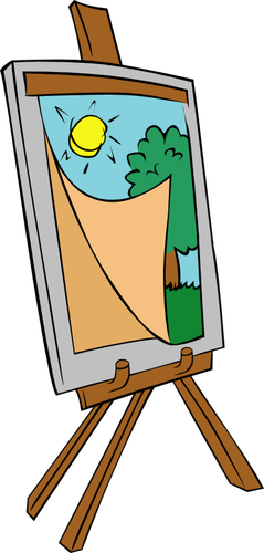 Easel With Kids Painting Clipart