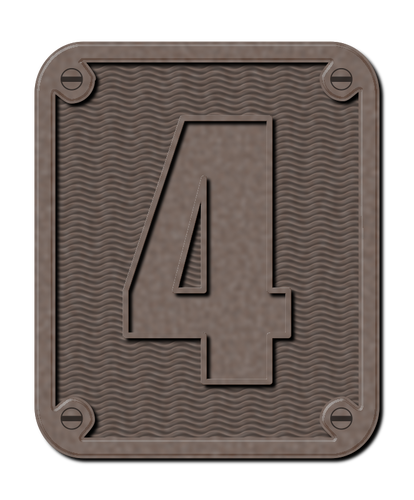Metal Number Four Color Drawing Clipart