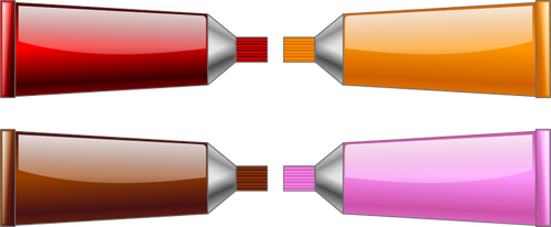 Drawing Of Red, Orange, Brown And Pink Colour Tubes Clipart