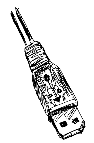 Of Hand And Pencil Drawn Usb Connector Clipart