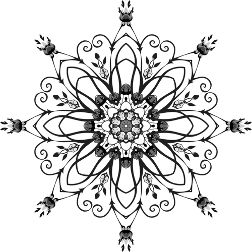 Flowery Black And White Design Clipart