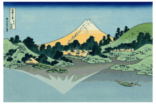 Of Of Mount Fuji Reflection In Lake At Misaka Clipart