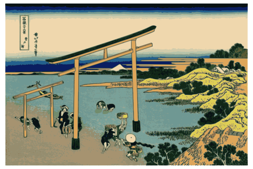 Bay Of Noboto Color Illustration Clipart
