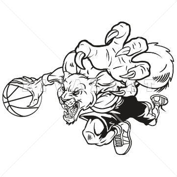 Panther Basketball Player Black And White Clipart
