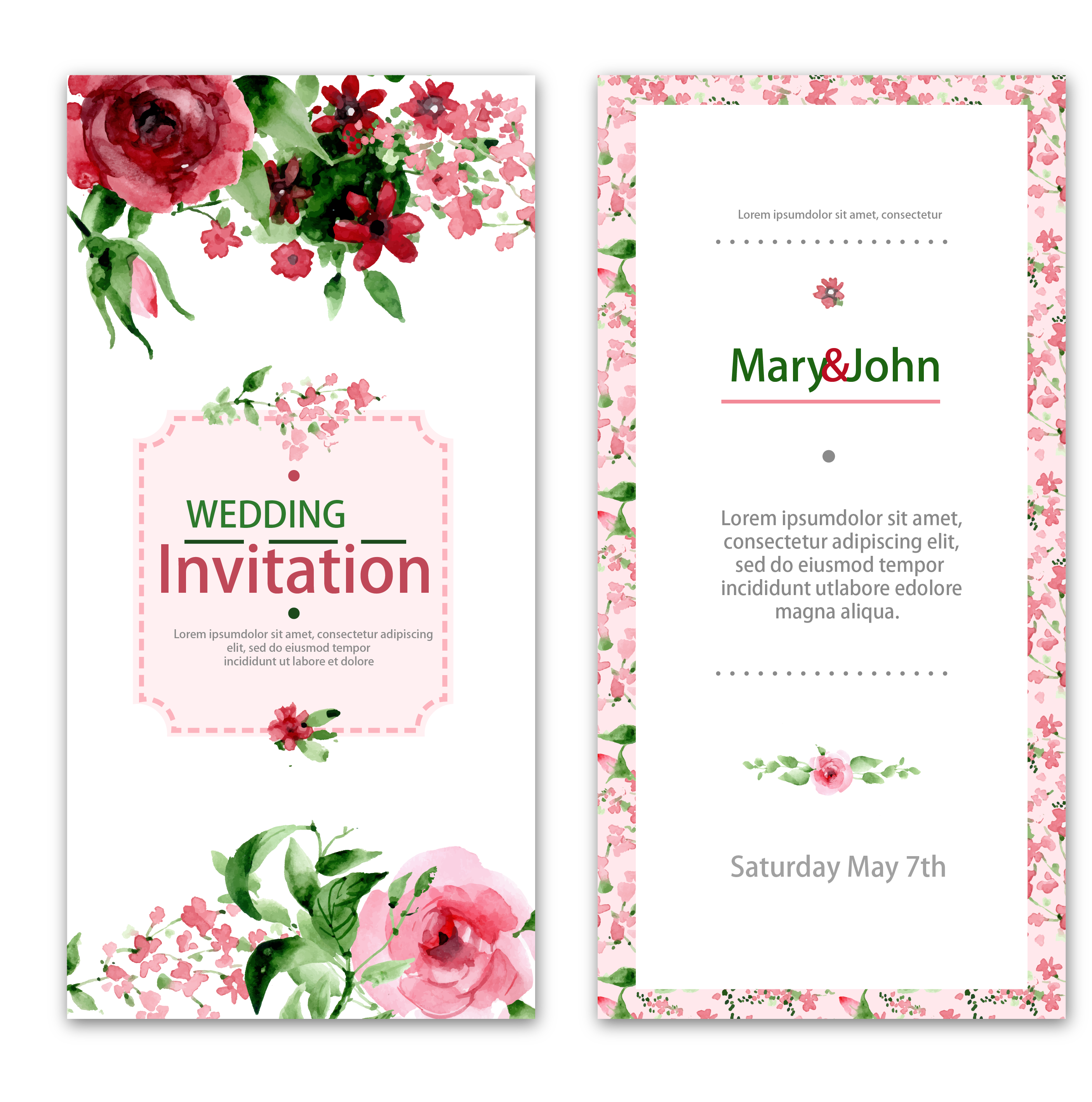Flower Lace Wedding Invitations Watercolor Vector Invitation Clipart
