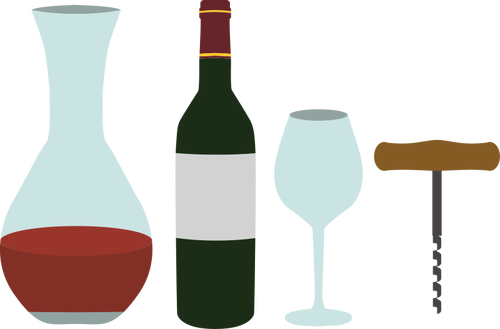 Wine Decanter And Corkscrew Clipart
