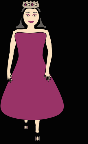Of Queen In A Purple Dress Clipart