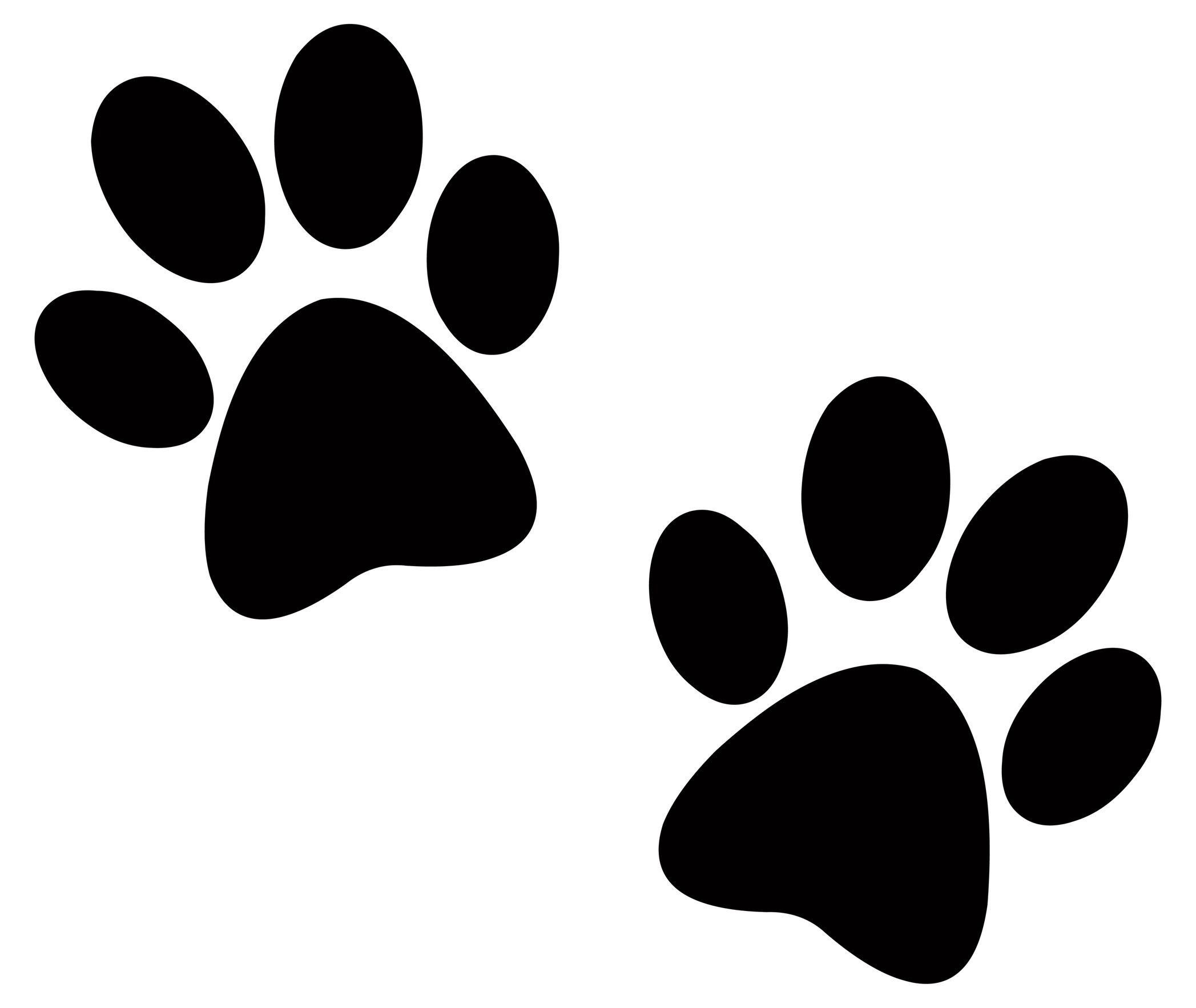 Paw Print Black And White Kid Clipart