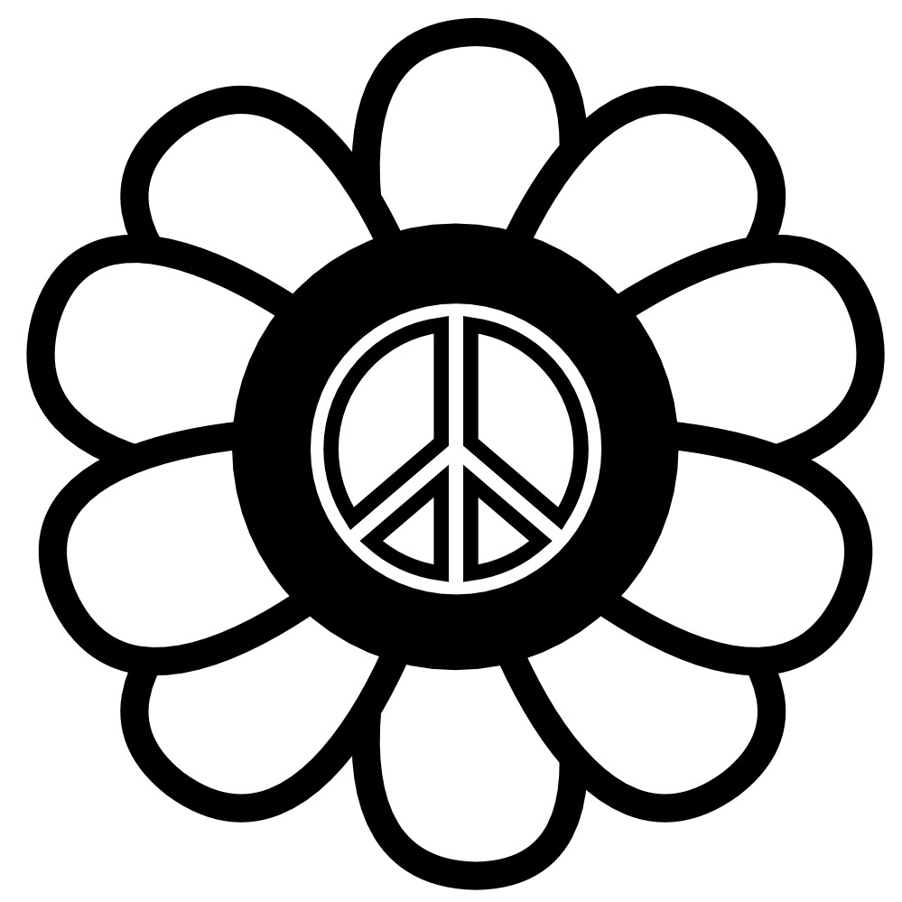 Peace Sign Black And White Kid Clipart