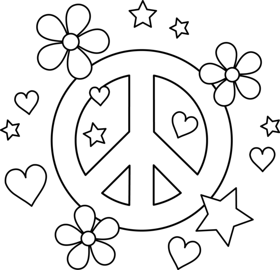 Colorable Peace Sign Design Hd Image Clipart
