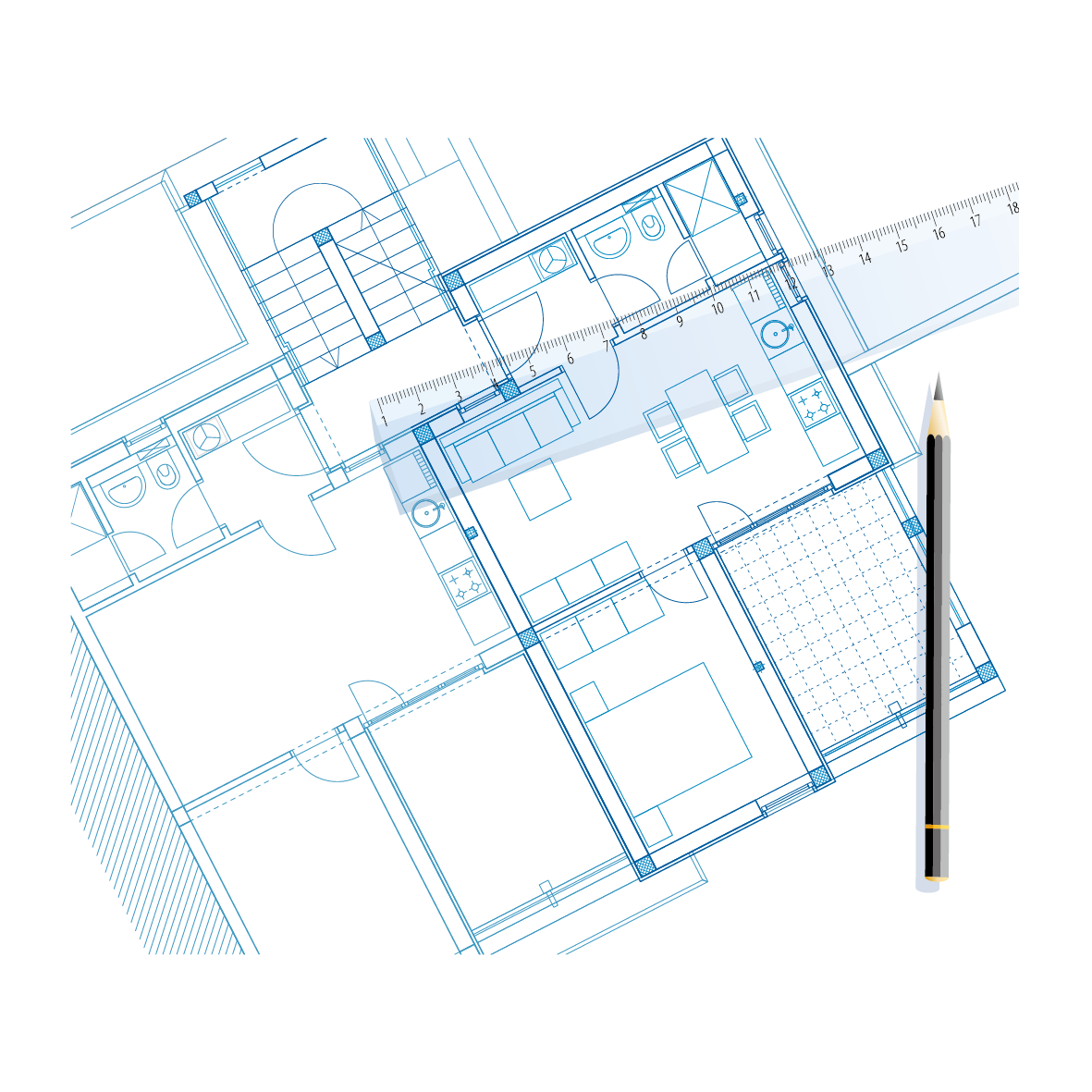 Blueprint And Sketch House Pen Vector Architecture Clipart