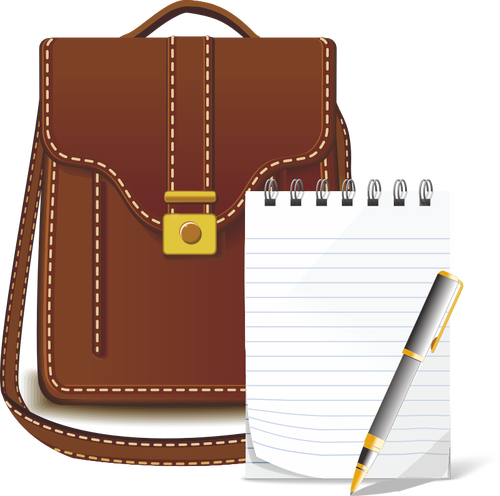 Leather Bag And Notebook Clipart
