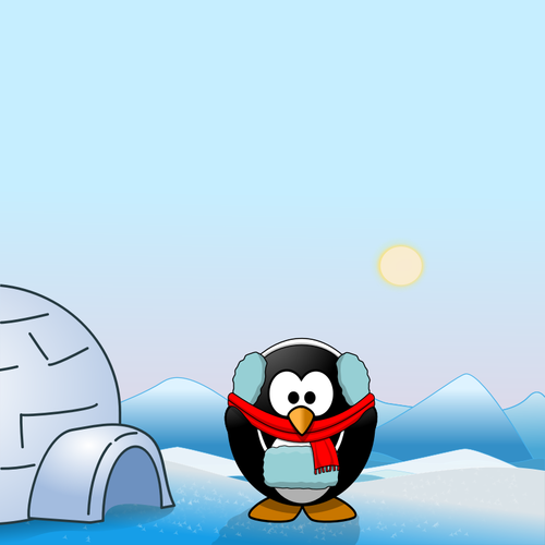 Eskimo Penguin In Winter Clothes Clipart