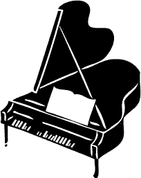 Woman Grand Piano Notes Cartoon Piano Vector Clipart