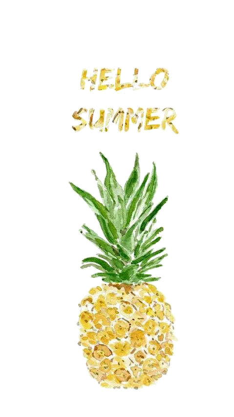 Summer Illustration Watercolor Printmaking Pineapple Painting Hello Clipart