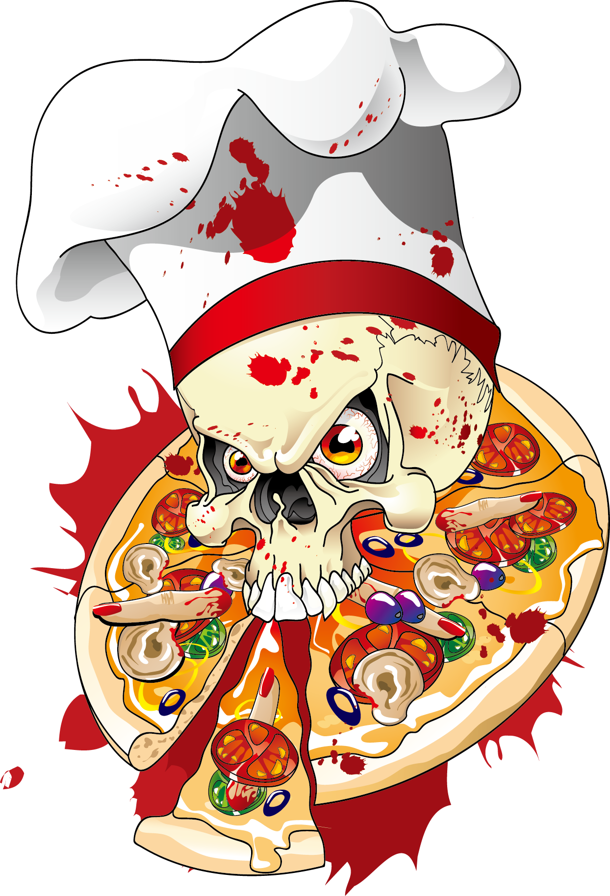 On Skull Illustration Delivery The Pizza Clipart