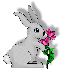 Rabbit Gray Rabbits Holding Flowers Shadowed Clipart