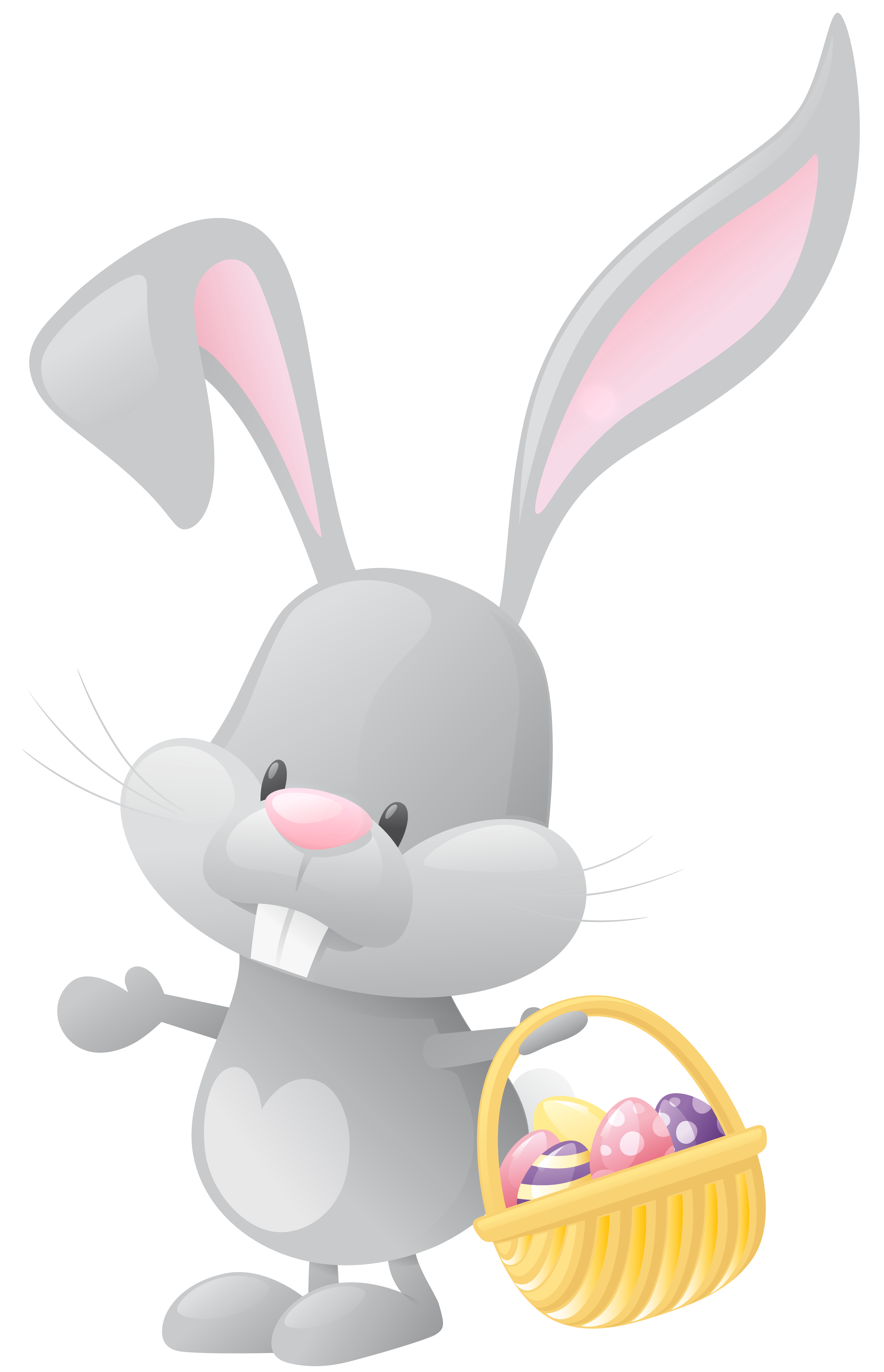 Easter Transparent Rabbit Basket With Bunny Clipart