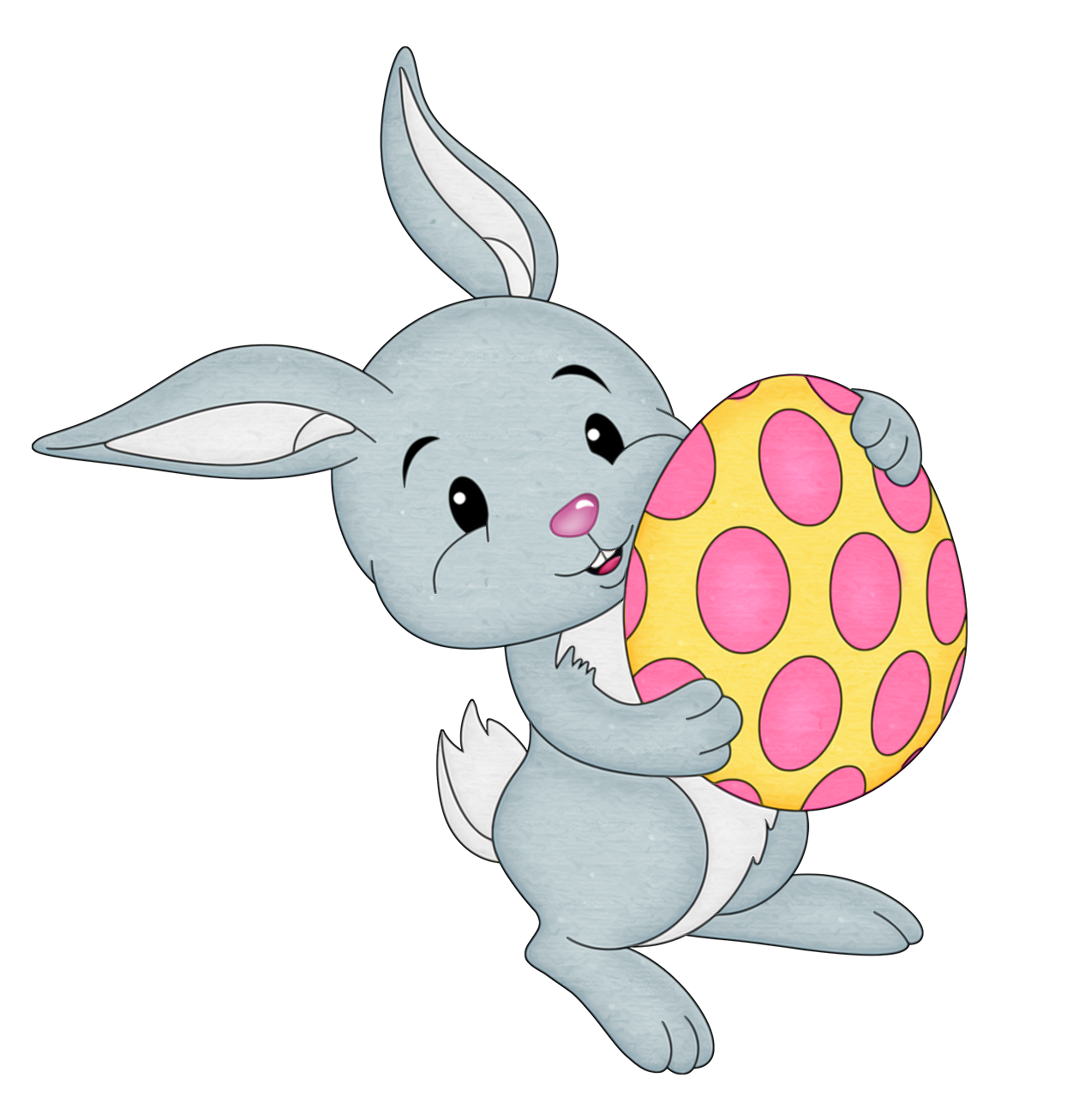 Easter Yellow Bunny With Transparent Egg Clipart