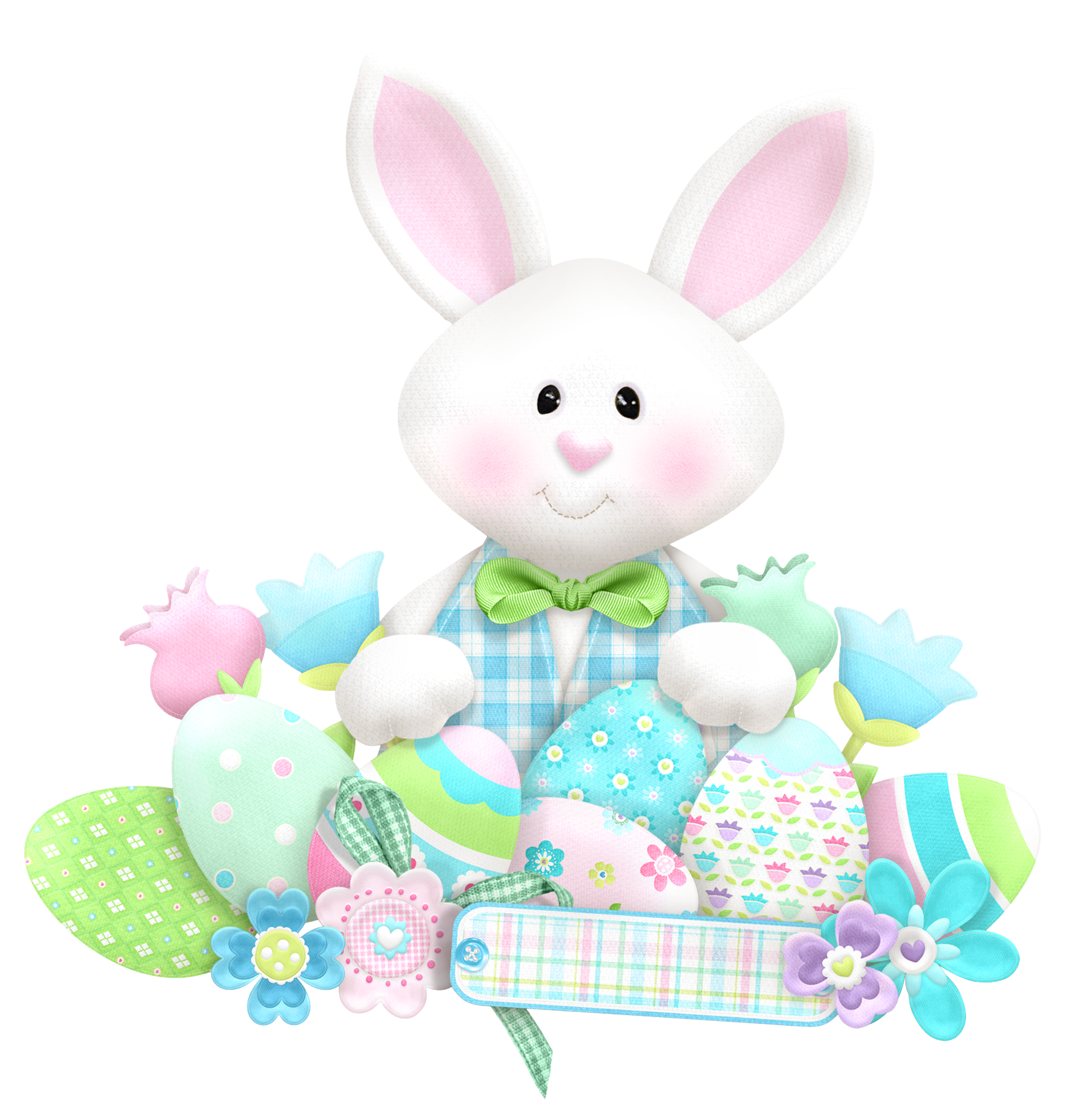 Cute Easter Eggs Rabbit With Bunny Clipart
