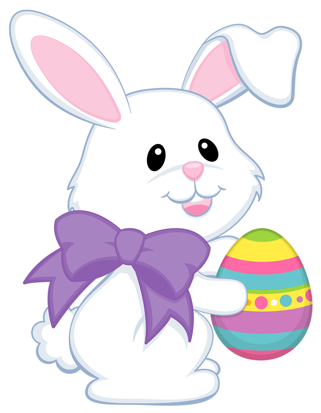 Cute Purple With Bow Basket Egg Bunny Clipart