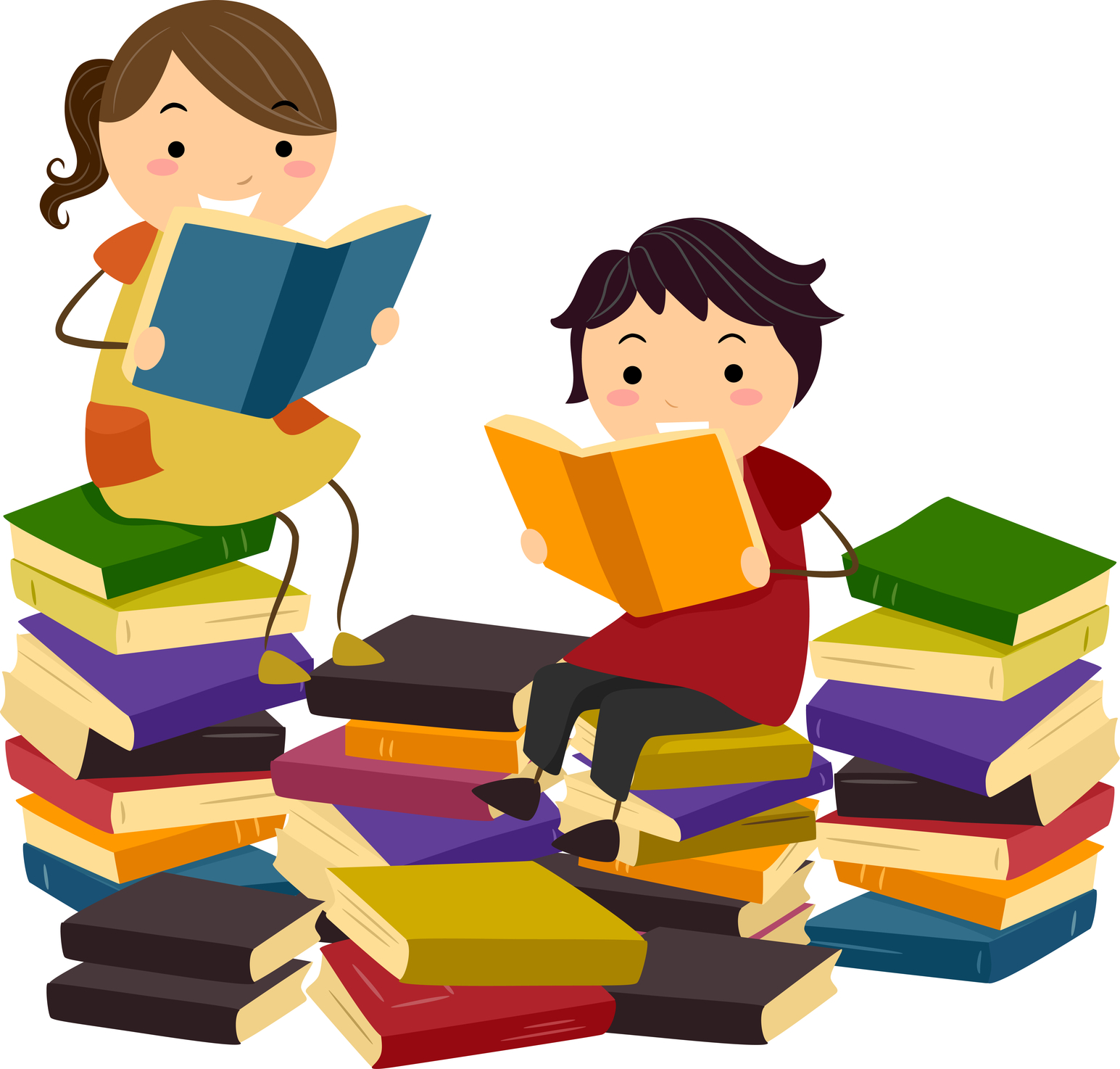 Урок чтения и грамотности. Дети с книгами на прозрачном фоне. Чтение. Детское чтение. Чтение иллюстрация.