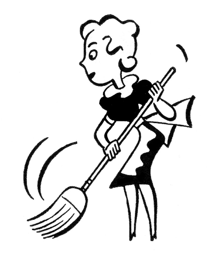 Retro Sweeping People Cleaning The Graphics Fairy Clipart