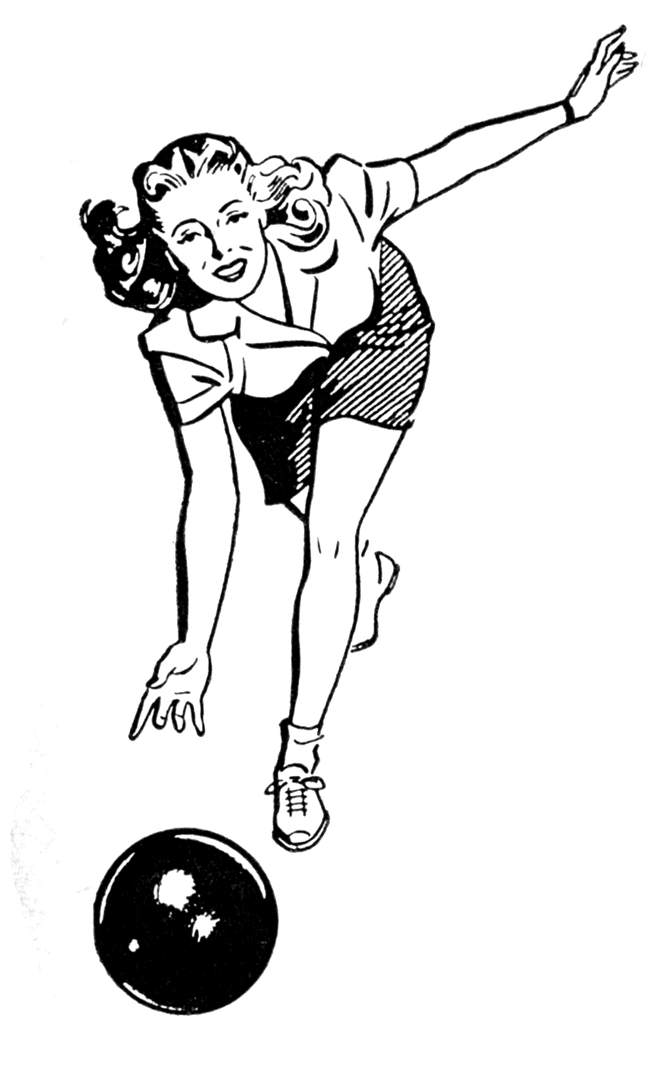 Retro Woman And Man Bowling The Graphics Clipart