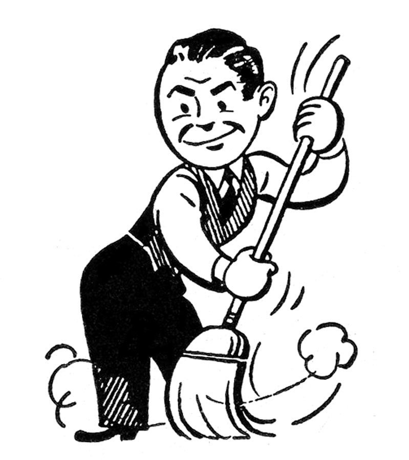 Retro Sweeping People Cleaning The Graphics Fairy Clipart