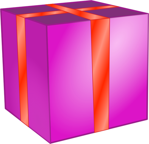 Pink Square Box With Red Ribbon Clipart