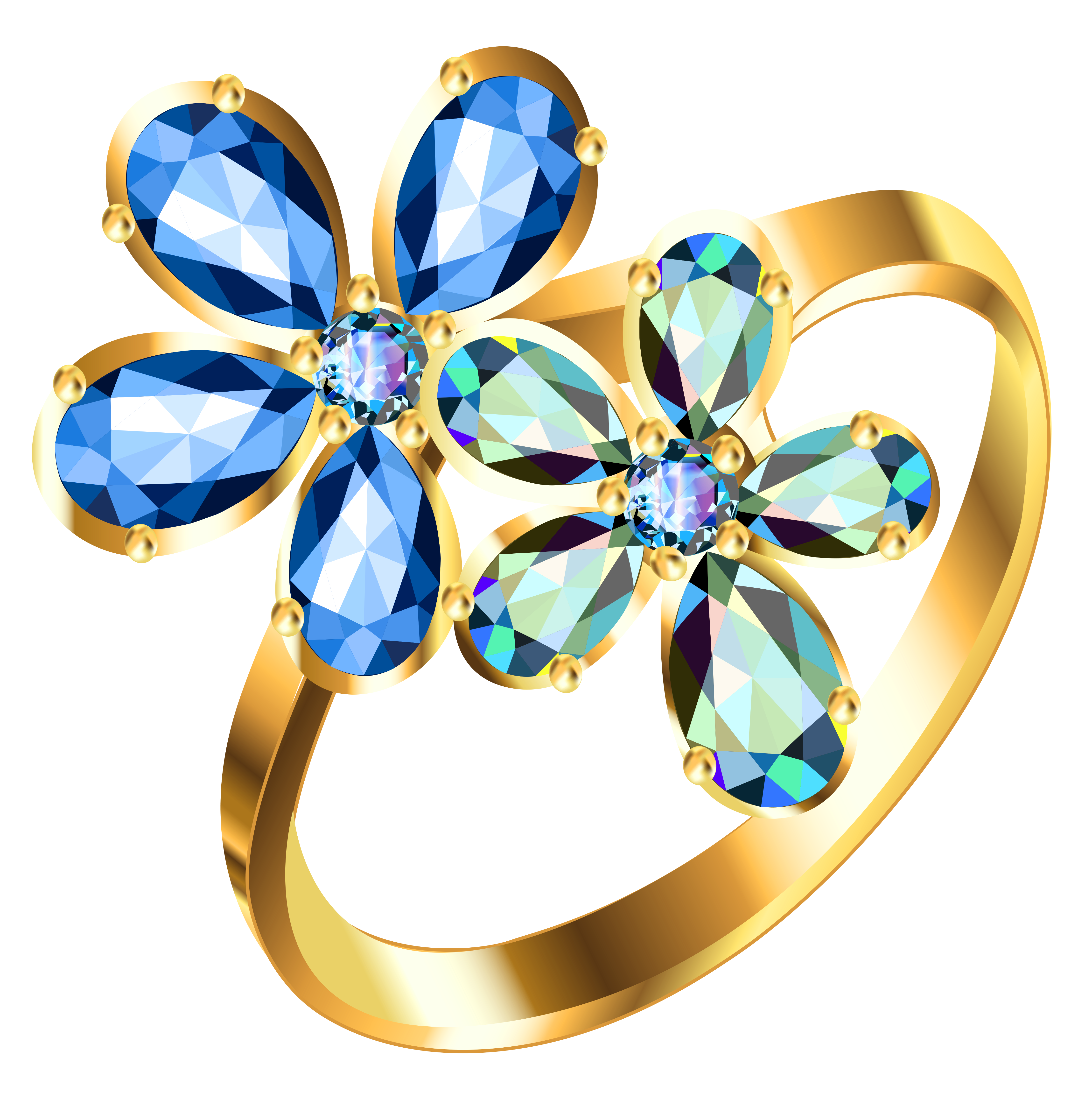 Blue Jewellery Illustration Diamonds Floral Ring With Clipart