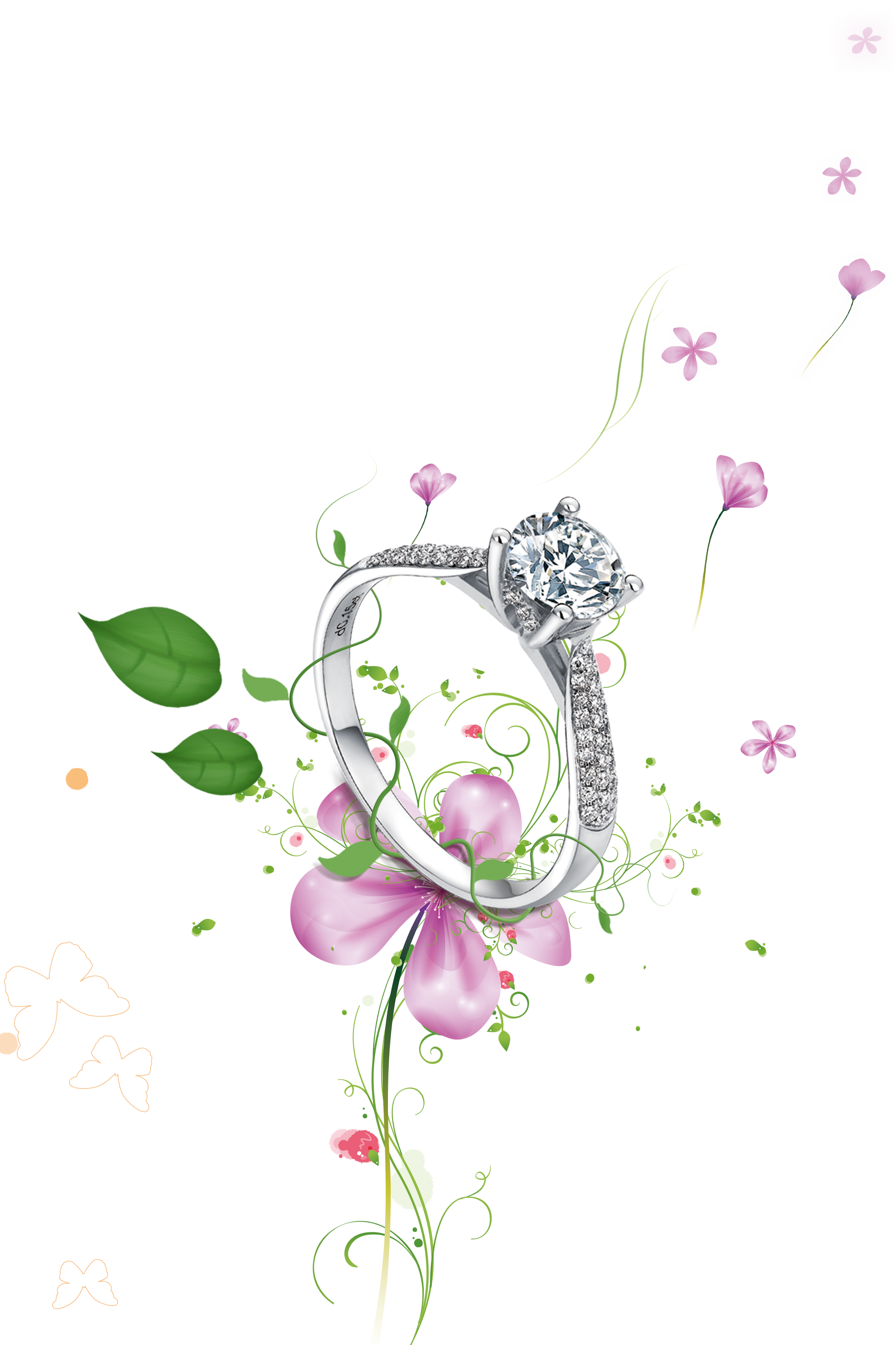Diamond Love In Wedding Falling Ring Clipart