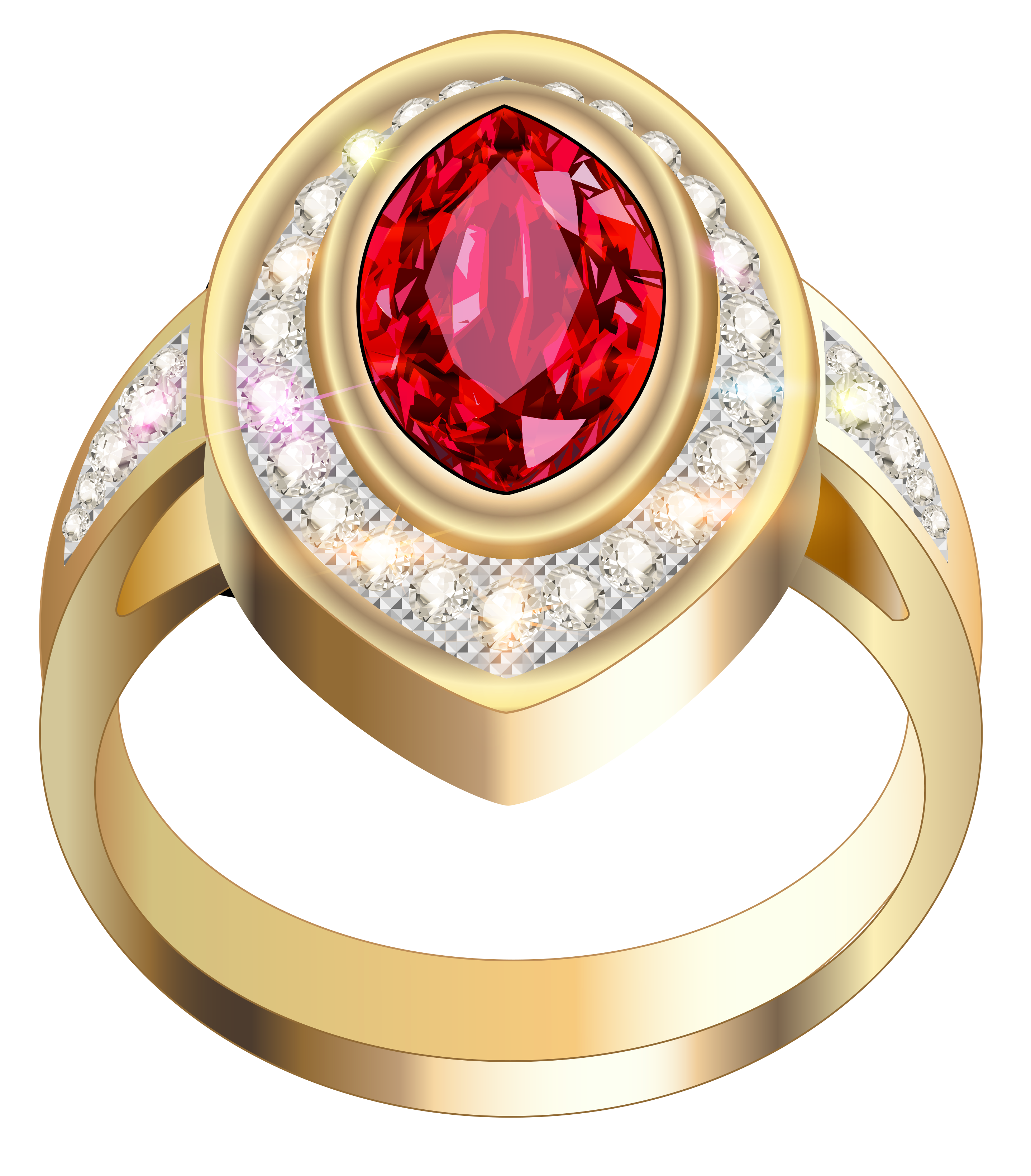 Diamond Jewellery Gold Ring With Red Clipart.