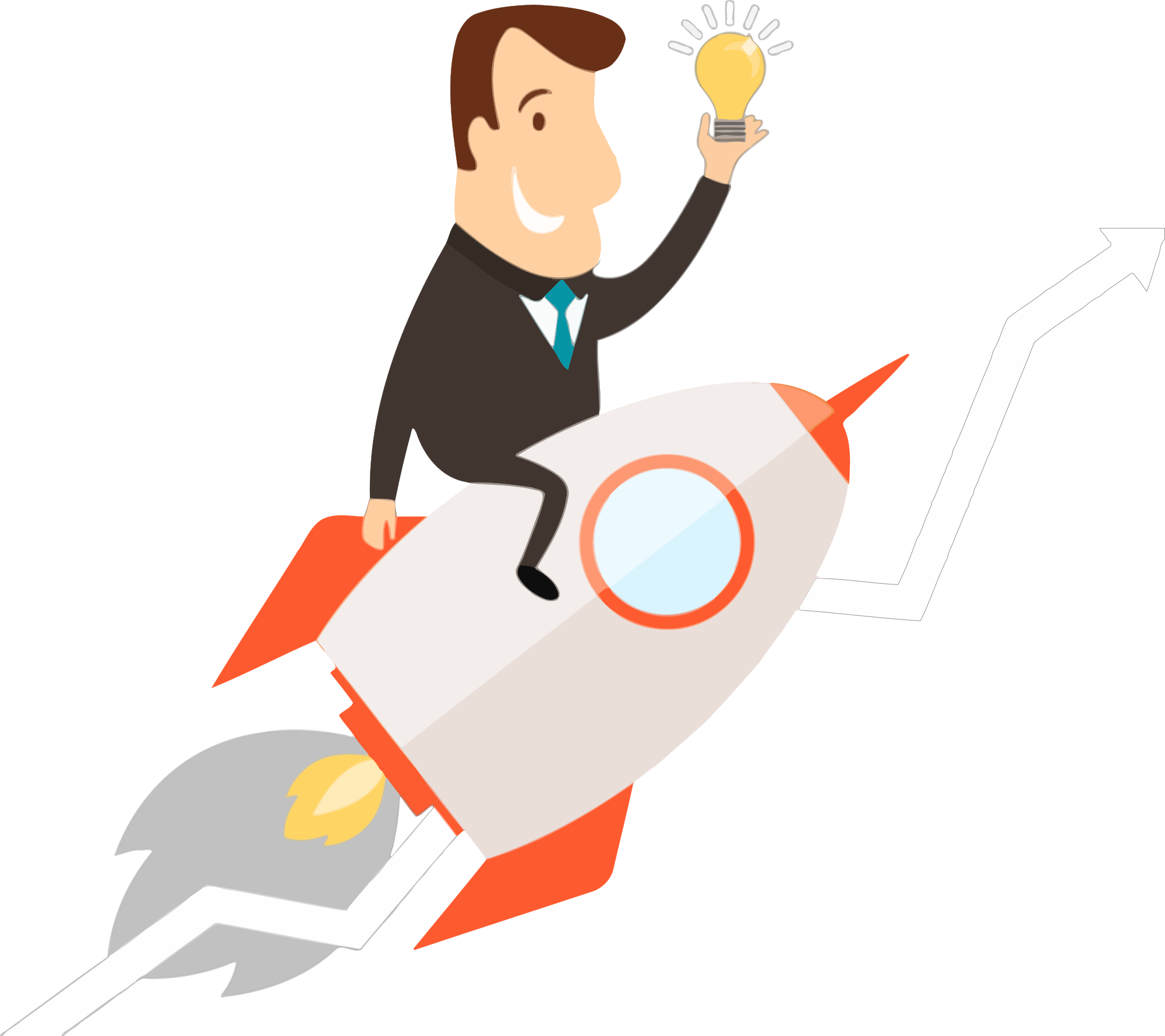 Free Man Flying A Rocket And Vector Clipart