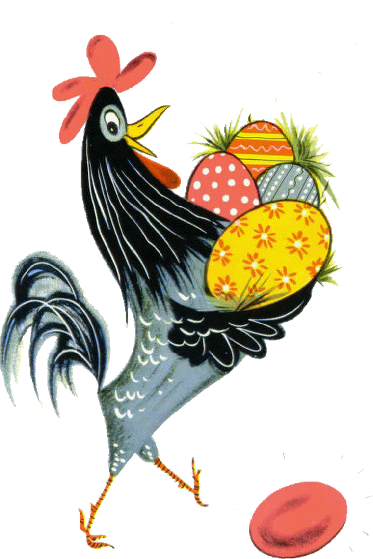 Easter! Figurines Rooster Chicken Easter Bunny Happy Clipart