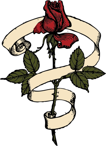 Rose With Scroll Clipart