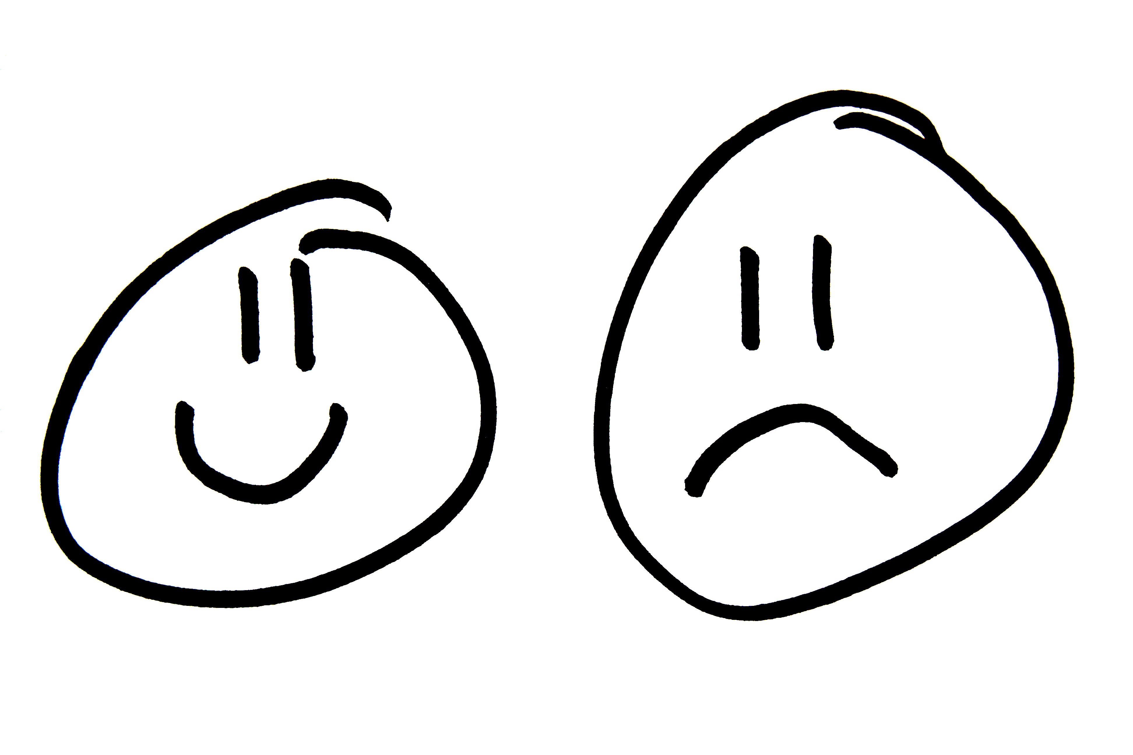 Sad Face Smiley Face Black And White Clipart