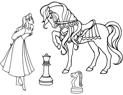 Chess With Princess And Horse Clipart