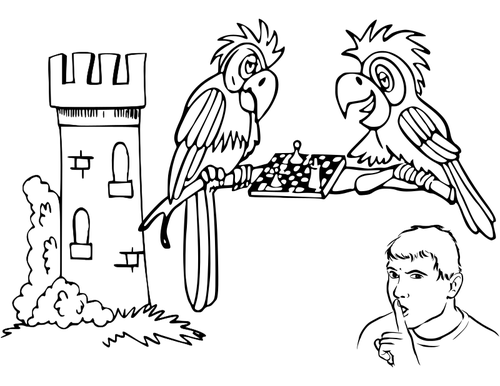 Parrots And Chess Clipart