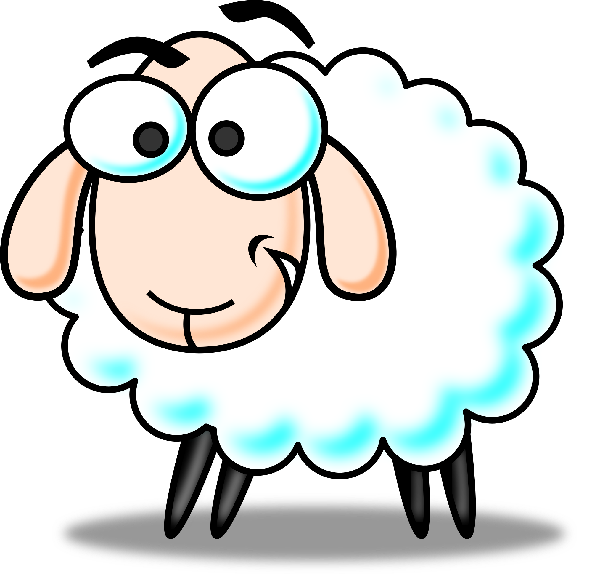 Free Colored Funny Cartoon Sheep And Vector Clipart